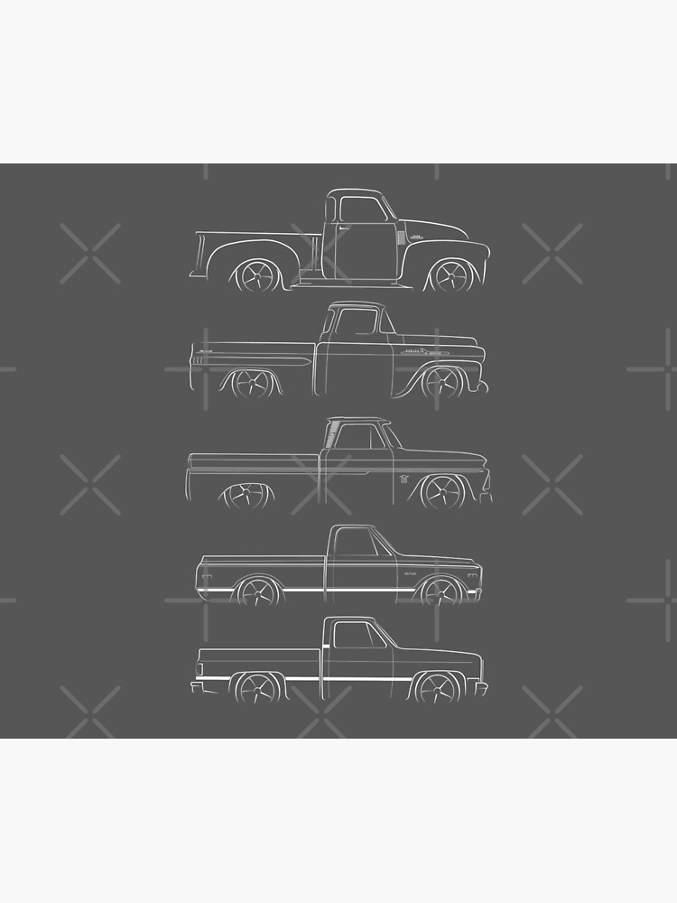Evolution of the Chevy Pickup - profile stencil, white by mal-photography