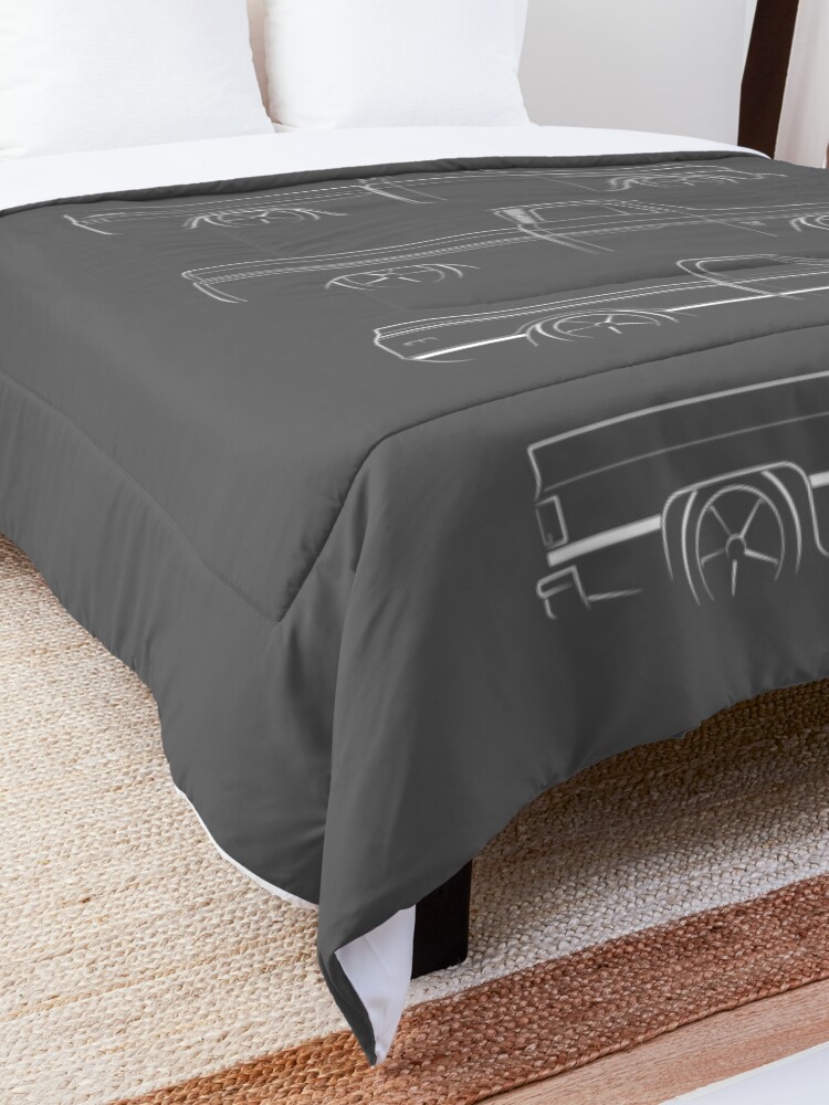 Alternate view of Evolution of the Chevy Pickup - profile stencil, white Comforter