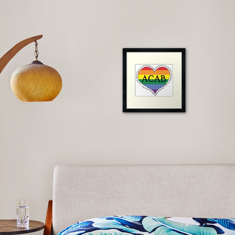 acab gay pride flag heart Framed Art Print