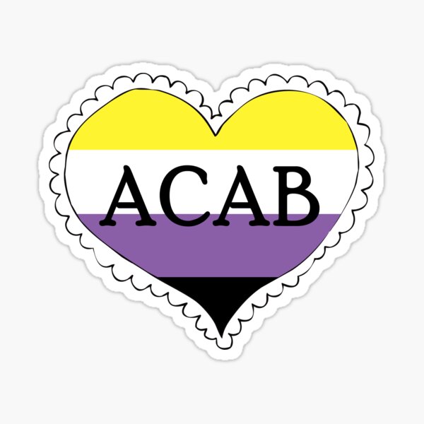 acab nonbinary pride flag heart Sticker