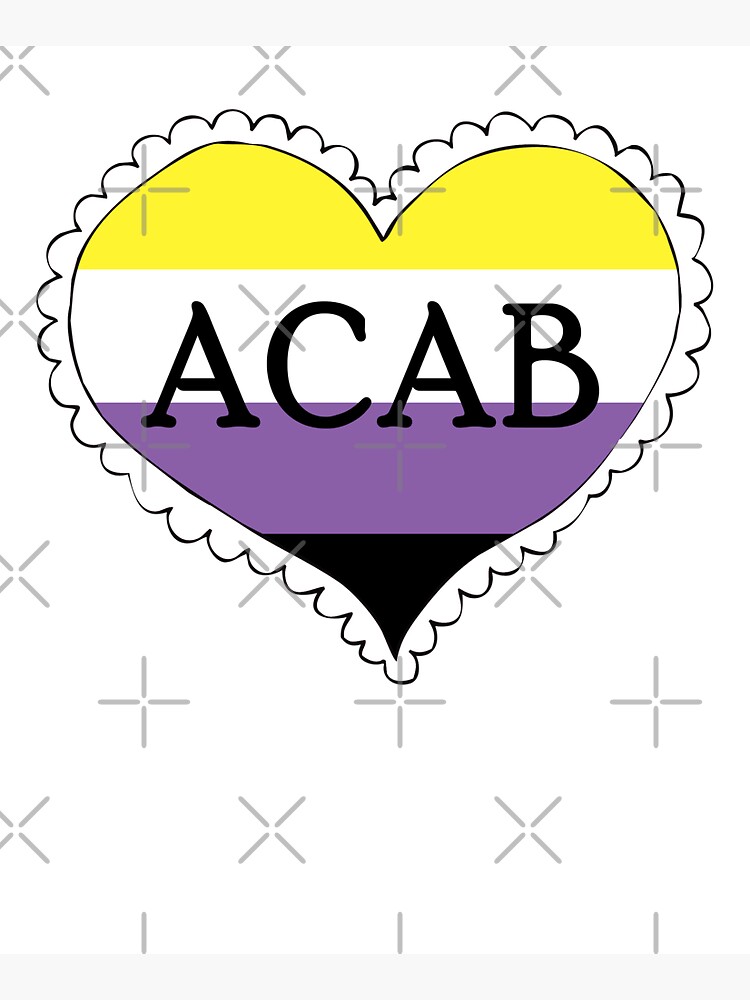 acab nonbinary pride flag heart by craftordiy