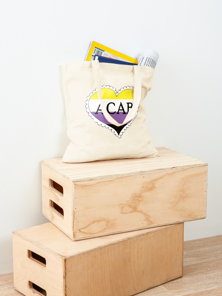Alternate view of acab nonbinary pride flag heart Tote Bag