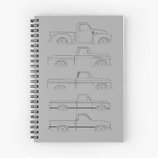Aperçu de l'œuvre Evolution of the Chevy Pickup - pochoir de profil, noir créée et vendue par mal-photography.