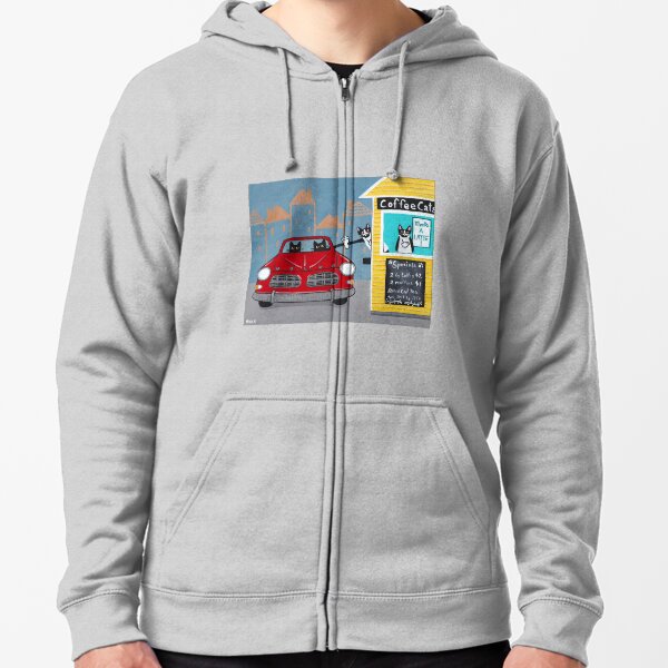 Drive Thru Coffee Cats! Zipped Hoodie