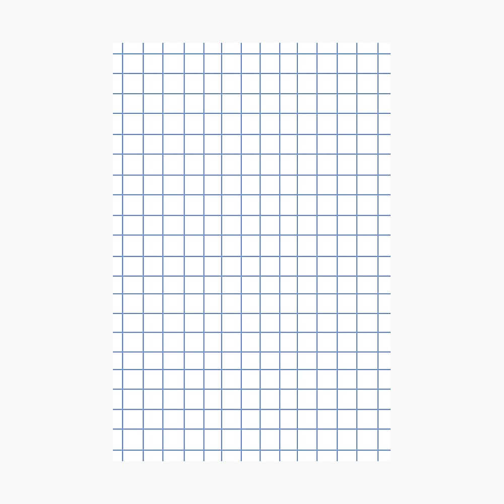 school grid blue grid over white sheet of paper aesthetic pattern metal print by estellef redbubble