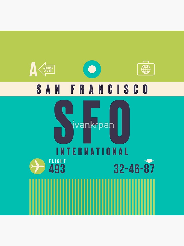 Retro Airline Luggage Tag A - SFO San Francisco Airport USA by ivankrpan