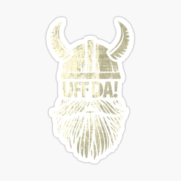 Uff Da Viking Helmet Funny Beard Scandinavian Mythology Popular Norwegian Phrase Sticker