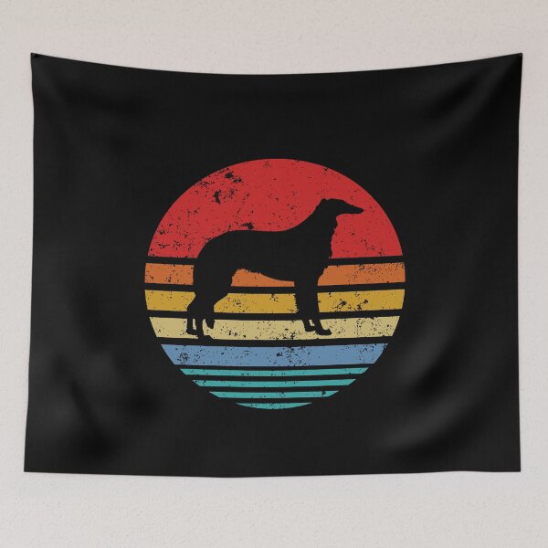 Item preview, Borzio Retro Sunset Distressed Dog designed and sold by TrendzyMerch.