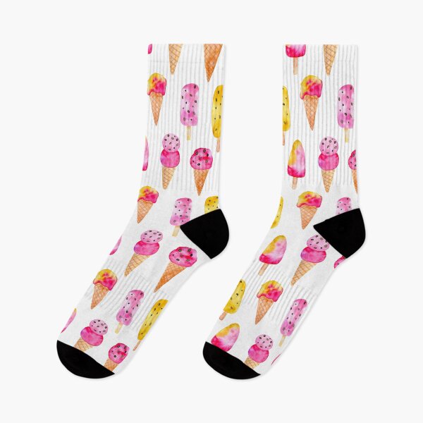 Item preview, Watercolor Pink Yellow ice cream cones designed and sold by Lia Midstream.