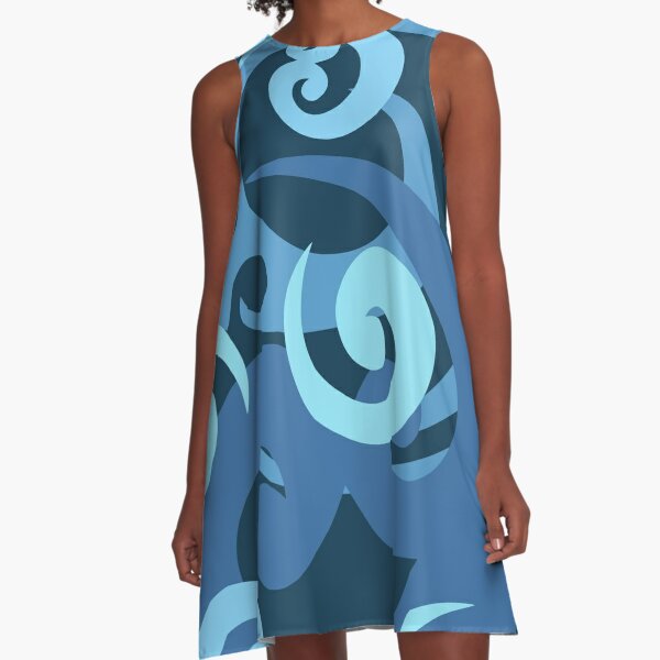 Koru Waves on black background A-Line Dress for Sale by Kiwidom