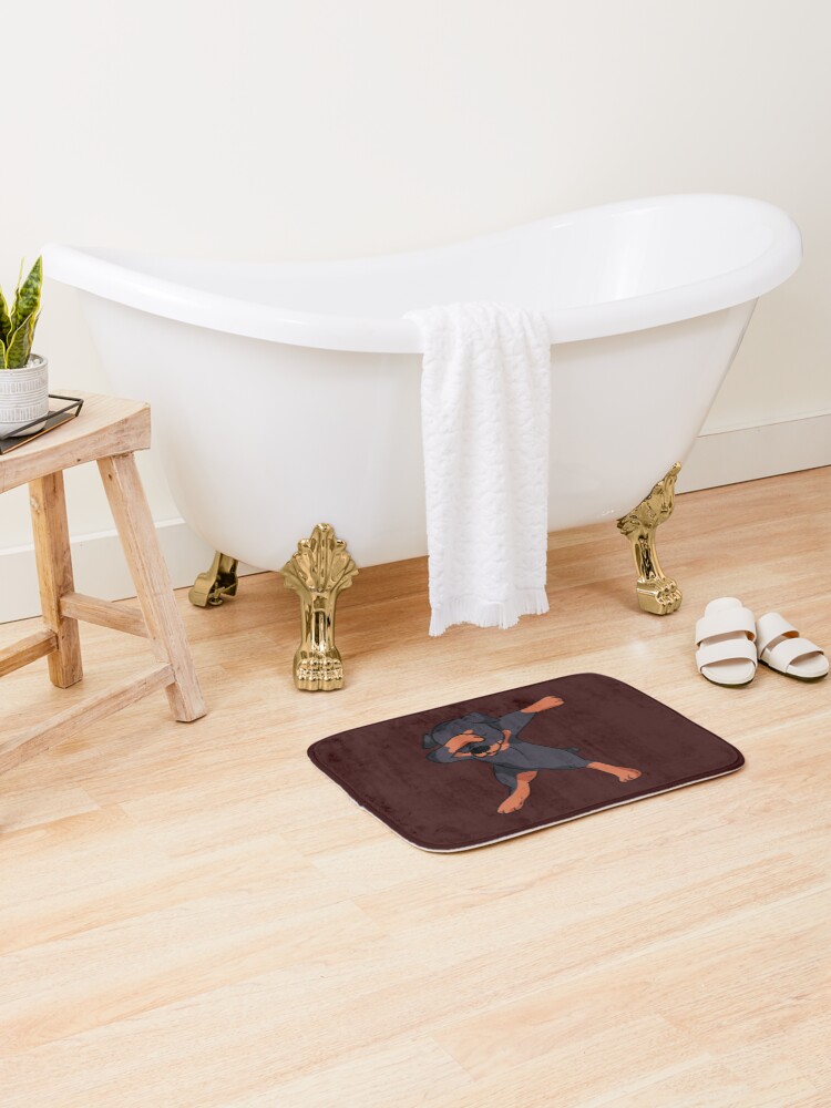 Thumbnail 2 of 6, Bath Mat, Dabbing Rottweiler designed and sold by DerSenat.