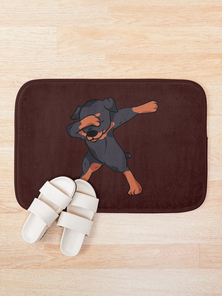 Thumbnail 1 of 6, Bath Mat, Dabbing Rottweiler designed and sold by DerSenat.