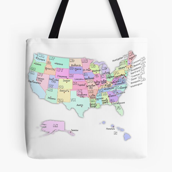 Item preview, USA Map with State Abbreviations and capital cities names designed and sold by mashmosh.