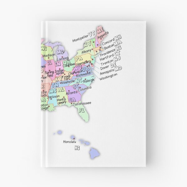 Item preview, USA Map with State Abbreviations and capital cities names designed and sold by mashmosh.