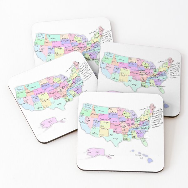 Item preview, USA Map with State Abbreviations and capital cities names designed and sold by mashmosh.