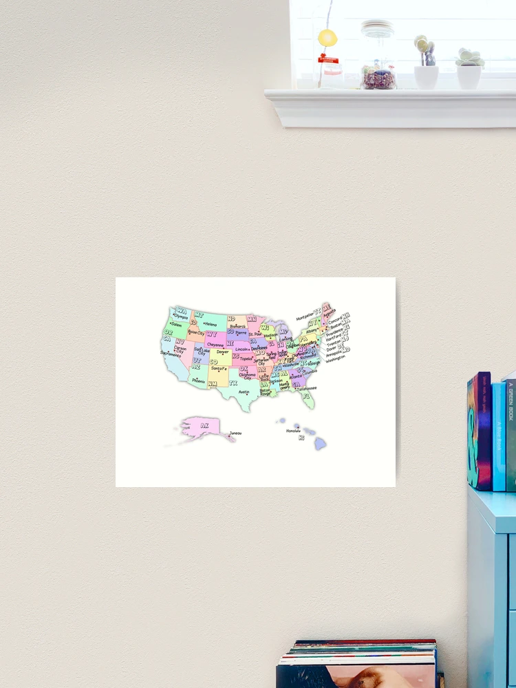 Mapa De Estados Unidos Con Capitales De Estados Y Abreviaturas