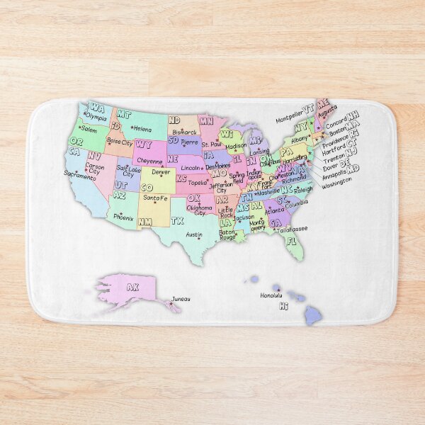 Item preview, USA Map with State Abbreviations and capital cities names designed and sold by mashmosh.