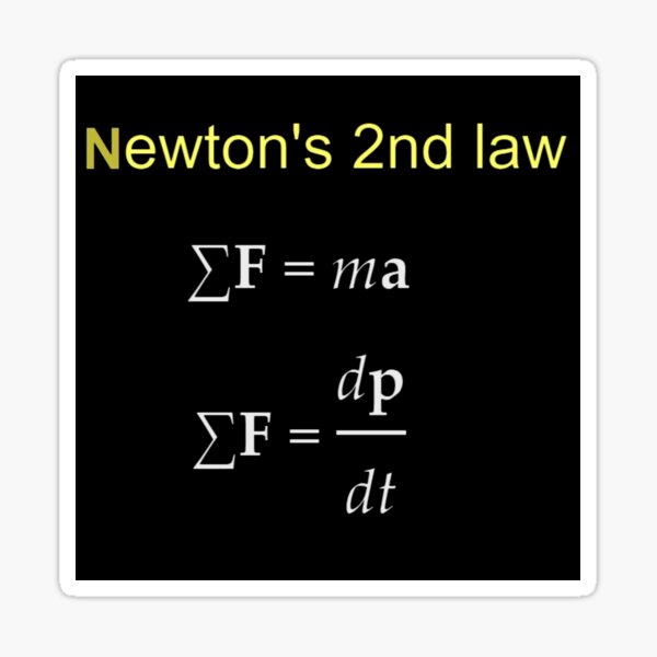 #Newton's Second Law, #NewtonsSecondLaw #Equation of #Motion, Velocity, Acceleration, Physics, Mechanics Sticker