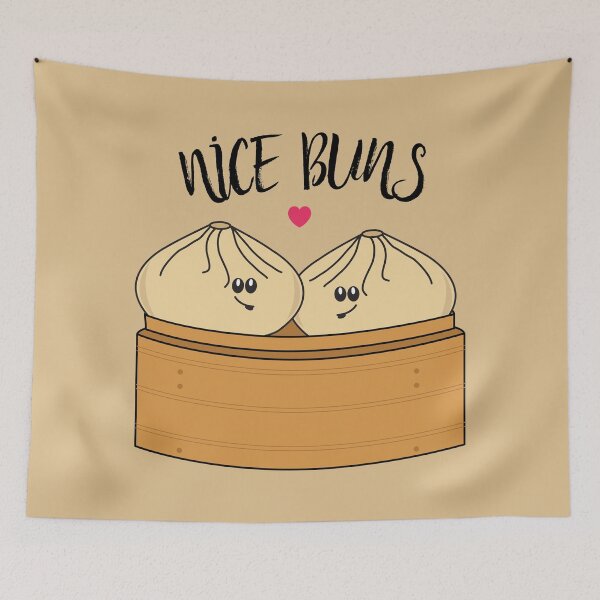 Item preview, Nice Buns Funny Bao Dumplings Food Pun designed and sold by HotHibiscus.