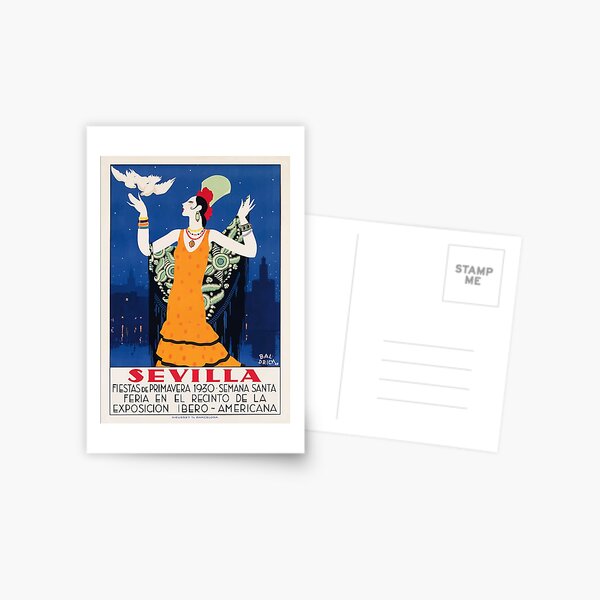 Spain 1930 Seville April Fair Travel Poster Postcard