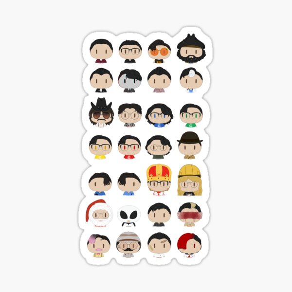 Vista previa del artículo con la obra «Markiplier Egos - Chibi Head Stickers», diseñado y vendido por emptymasksart.