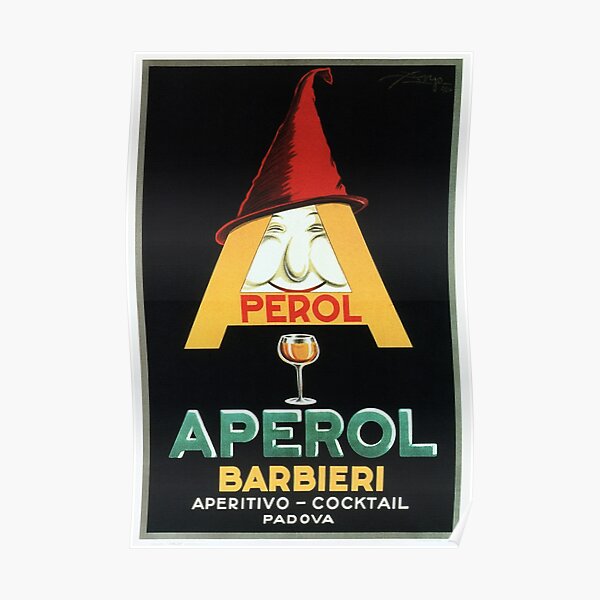 APEROL BARBIERI Aperitivo Cocktail Vintage italienische Likör Werbung Poster