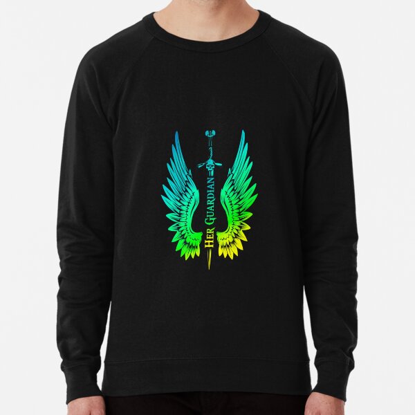 Her Guardian Husband Boyfriend Matching Outfit With Wings Pullover Hoodie Lightweight Sweatshirt