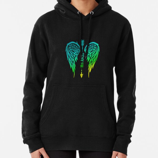 His Angel Girlfriend Wife Matching Outfit With Wings Pullover Hoodie Pullover Hoodie