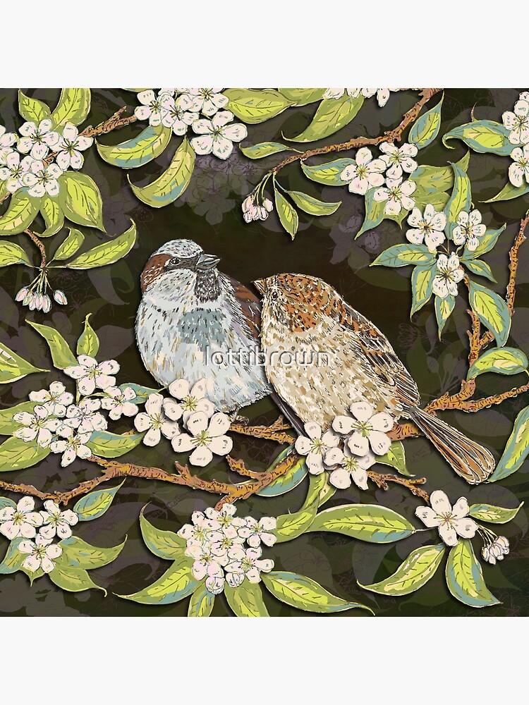 Sparrows in the Plum Tree by lottibrown