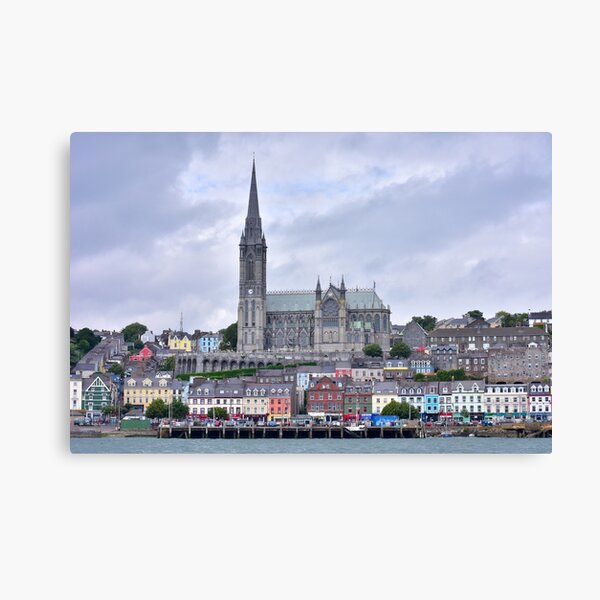 St Colman's Cathedral from a boat in Cork Harbour Canvas Print