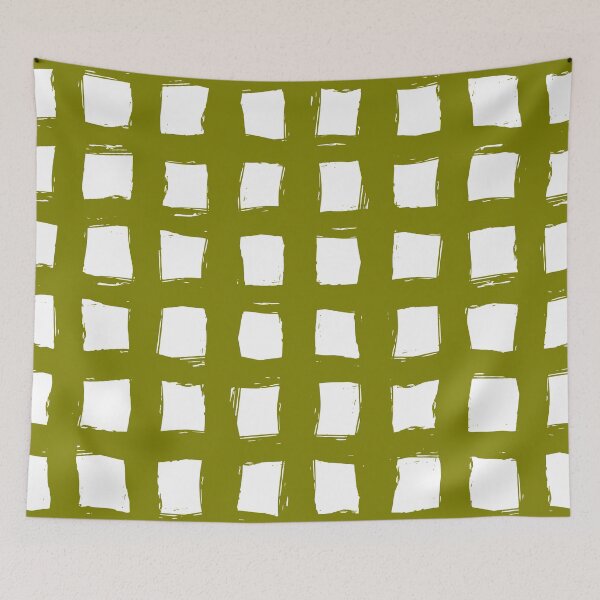 Aperçu de l'œuvre Motif à carreaux blanc et vert olive créée et vendue par kapotka.