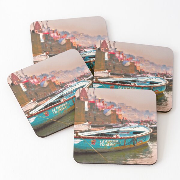 Item preview, Varanasi, boats on the ghat, Le Passage to India designed and sold by dombhai.