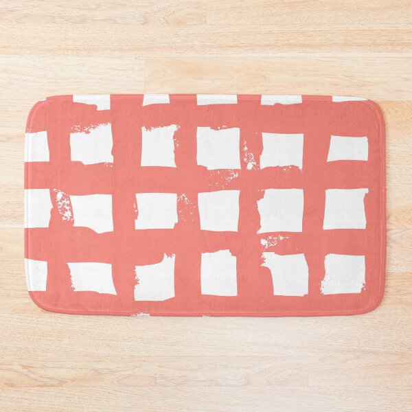 Item preview, White and coral pink checkered pattern designed and sold by kapotka.