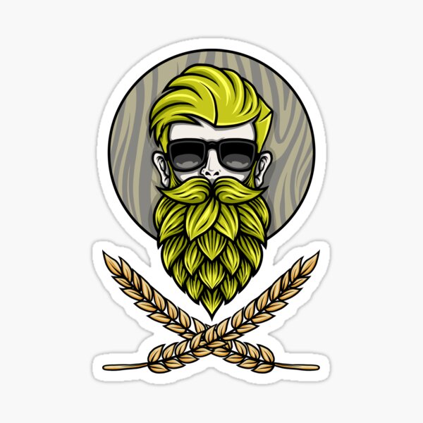Green Hops Beard - Beer Style - Hops Fashion Sticker