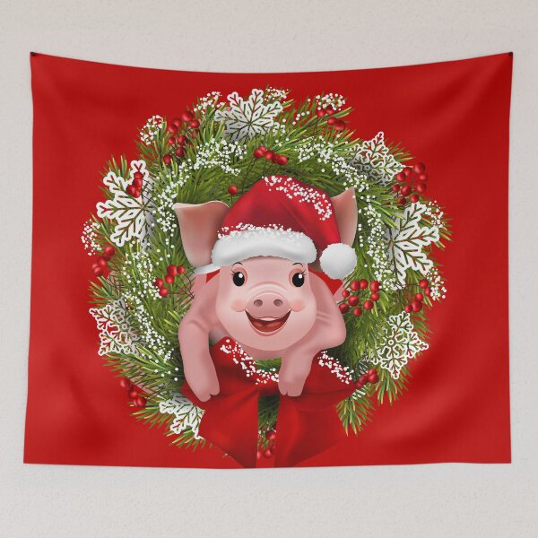 Item preview, Pig in wreath designed and sold by Jelena Slijepcevic.