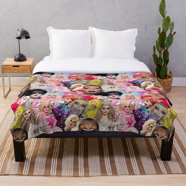 rupaul drag race collage Throw Blanket