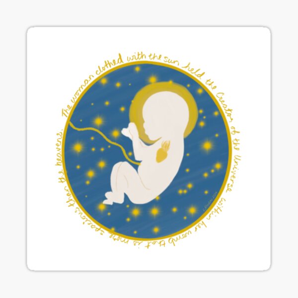 Jesus in Mary's Womb, hand painted Sticker