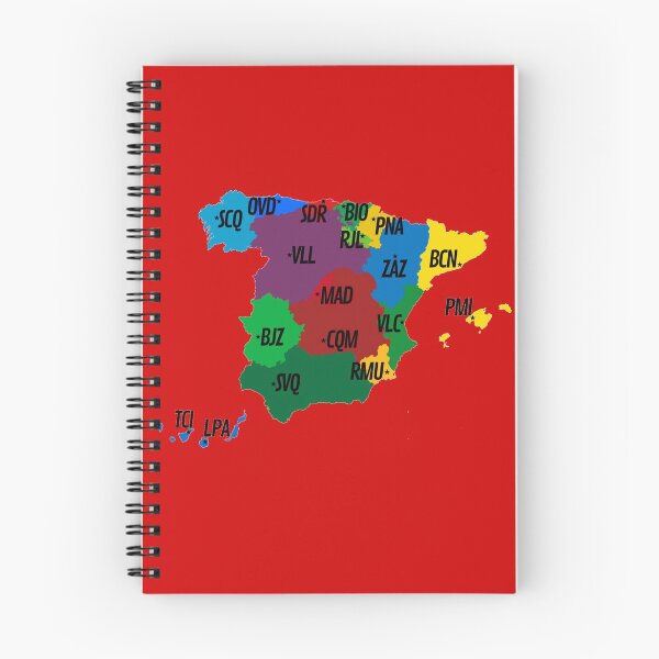 Item preview, Spanish map displaying communities and Travel Industry capital´s codes designed and sold by InVisibleColors.
