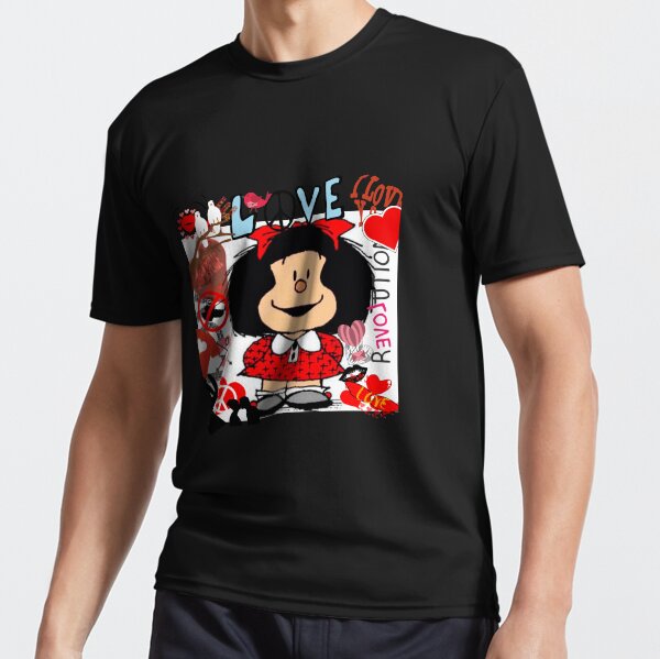 Amour, amour et mafalda entourés de coeurs T-shirt respirant