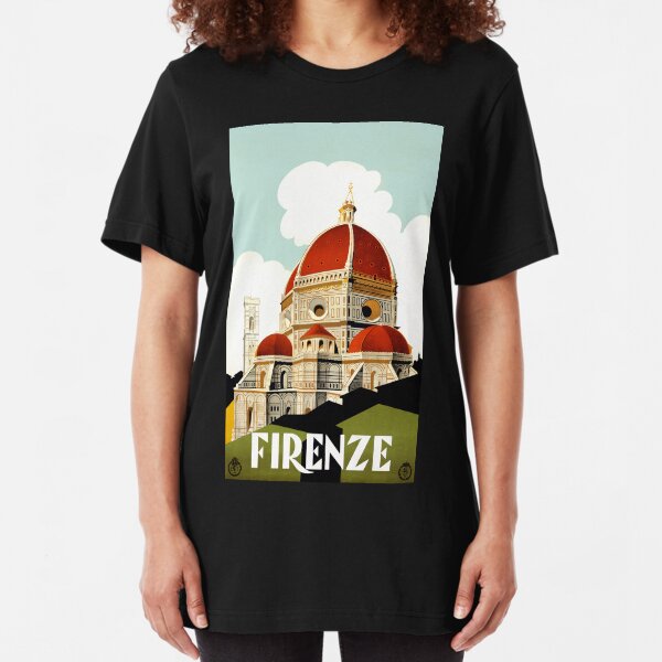 Vintage Florence Firenze Italy Travel poster Slim Fit T-Shirt