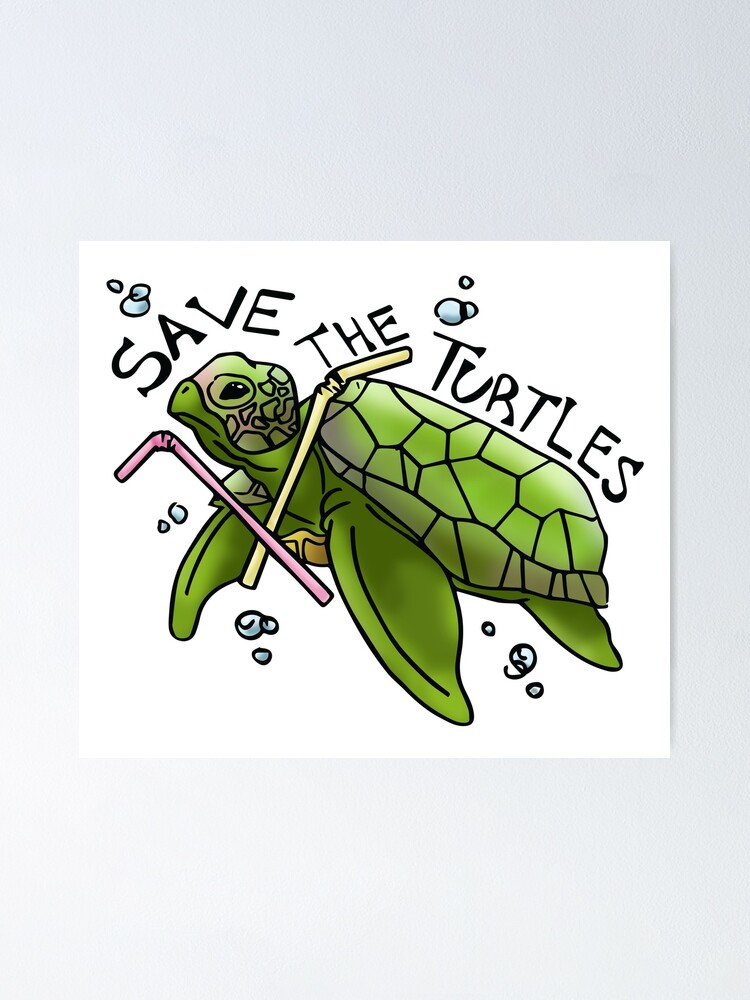 Turtle straws jaws Poster for Sale by DeBellis467