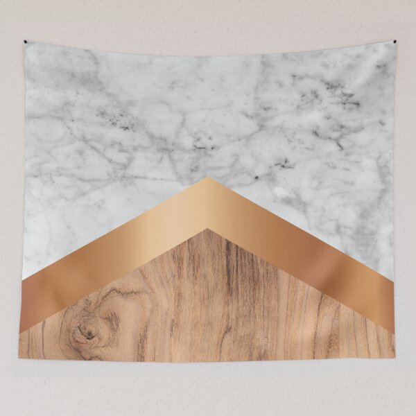 Item preview, Stone Arrow Pattern - White Marble, Rose Gold & Wood #924 designed and sold by Natural Collective.