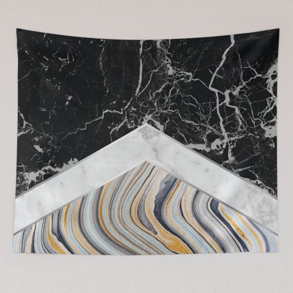 Item preview, Stone Arrow Pattern - Black, White & Blue Marble #182 designed and sold by Natural Collective.