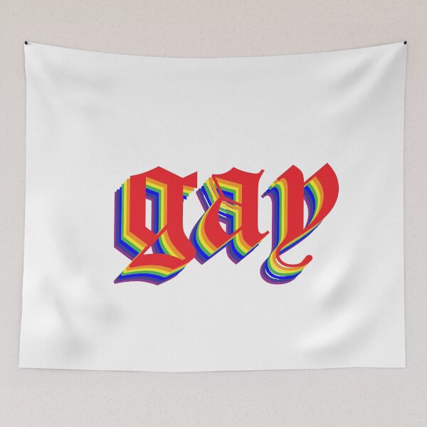 Item preview, rainbow blackletter gay designed and sold by Catherine Titcomb.