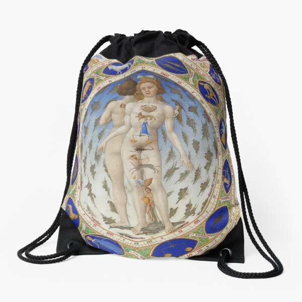Look at the signs of the zodiac. They correspond to each part of the body, starting with Pisces Drawstring Bag