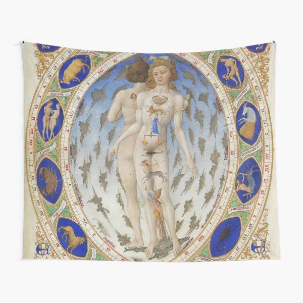 Look at the signs of the zodiac. They correspond to each part of the body, starting with Pisces Tapestry