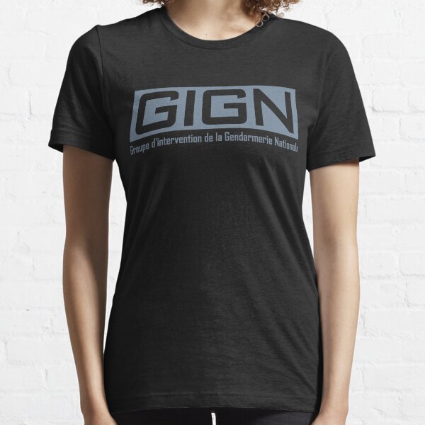  Logo gris du Groupe d'intervention de la Gendarmerie nationale des Forces d'élite du GIGN T-shirt essentiel