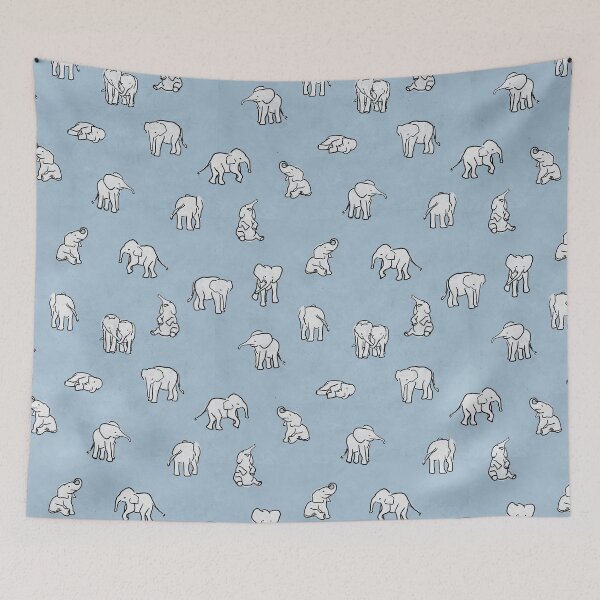 Item preview, Indian Baby Elephants in Baby Blue designed and sold by Plastic Memory Archive.