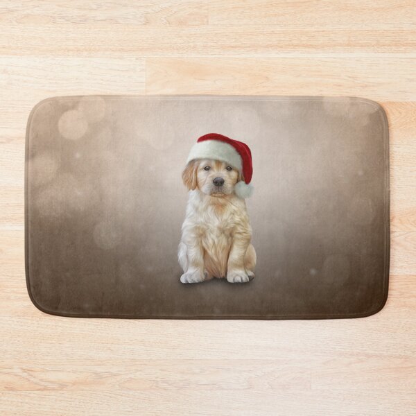 Item preview, Drawing puppy Golden Retriever in red hat of Santa Claus designed and sold by bonidog.