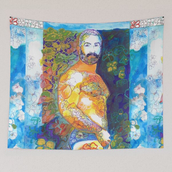 Item preview, Winter Song. Sexy Flower Man Bear painting designed and sold by RDRiccoboni.
